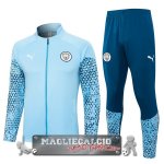 Manchester City Insieme Completo Blu Giacca Lunga Zip 2023-24 Manchester City Insieme Completo Blu Giacca Lunga Zip 2023-24
