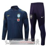 Brasile Insieme Completo Blu Navy Giacca Con Capucha 2022 Brasile Insieme Completo Blu Navy Giacca Con Capucha 2022