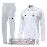 Set Completo Lunga Zip Giacca Real Madrid 2025 2026 Bianco Grigio Set Completo Lunga Zip Giacca Real Madrid 2025 2026 Bianco Grigio