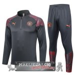 Manchester City Insieme Completo Grigio Rosso Felpa Da Allenamento 2023-24 Manchester City Insieme Completo Grigio Rosso Felpa Da Allenamento 2023-24