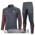 Manchester City Insieme Completo Grigio Rosso Giacca Lunga Zip 2023-24 Manchester City Insieme Completo Grigio Rosso Giacca Lunga Zip 2023-24