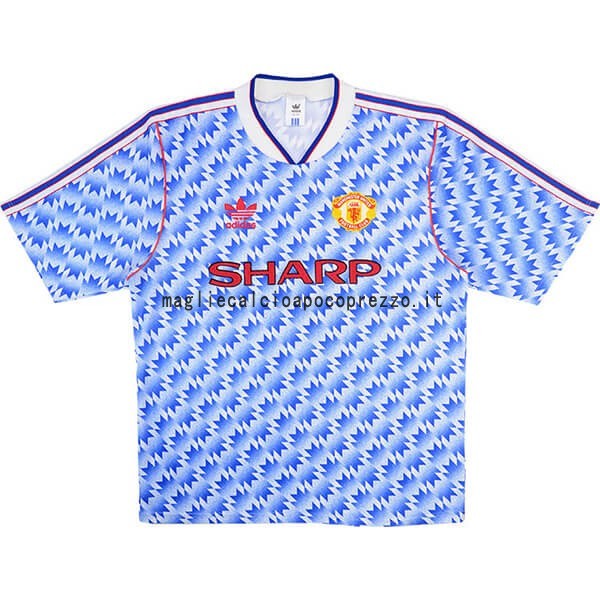 Seconda Maglia Manchester United Stile rétro 1990 1992 Blu
